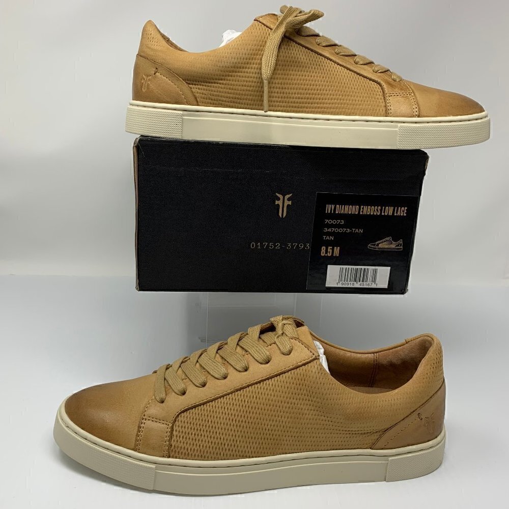 Frye Ivy Sneakers Size 8.5 Tan Leather Diamond NIB New